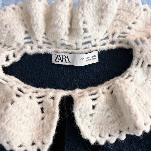 Zara Black Sweater with Cream Lace Collar - Picture 3 of 3